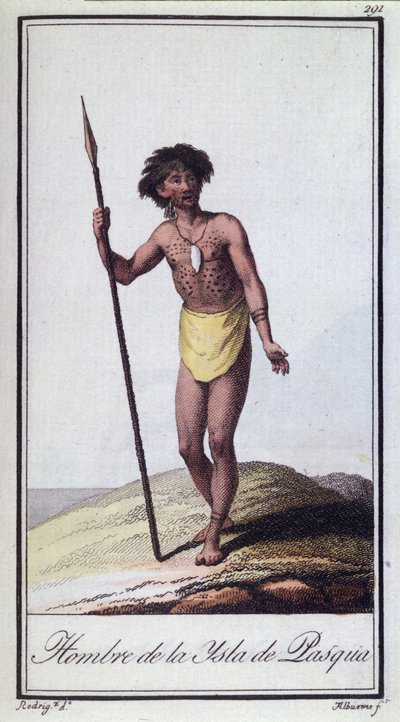 A Man from Easter Island, engraved by Albuerne by A. Rodriguez